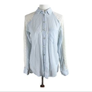 Anthropologie | Holding Horses Lace Long Sleeve Button Down S